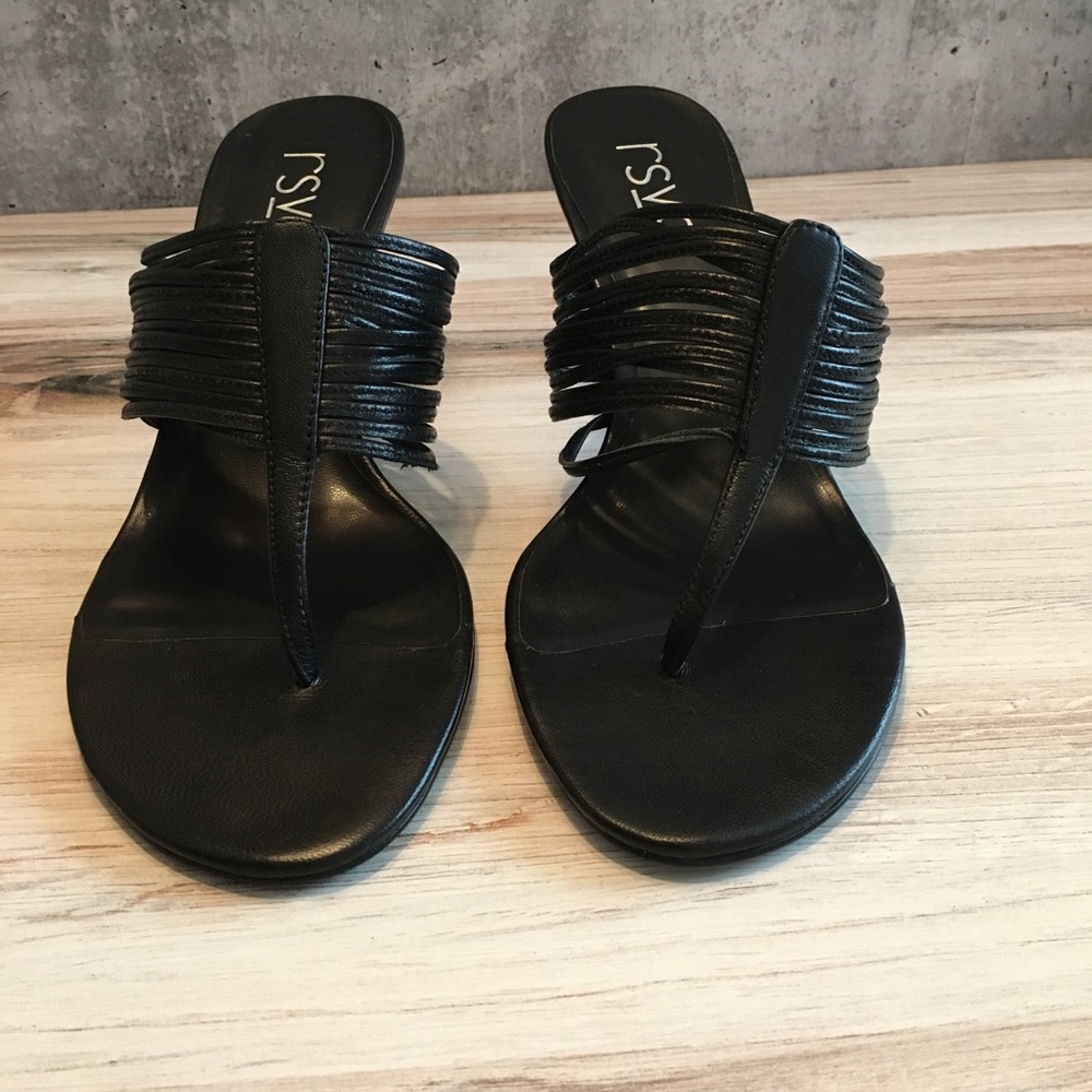 Rsvp Deone Black Nappa leather open-toe mules